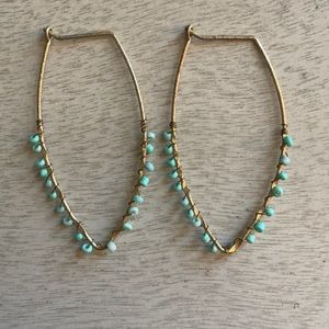 Universal Thread Beaded Statement Hoop Earrings - Goldtone & Turquoise